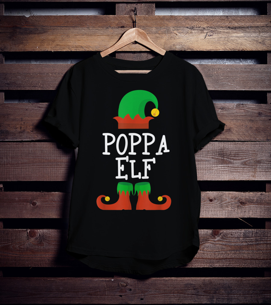 Poppa Elf Hat And Shoes Christmas T-Shirt