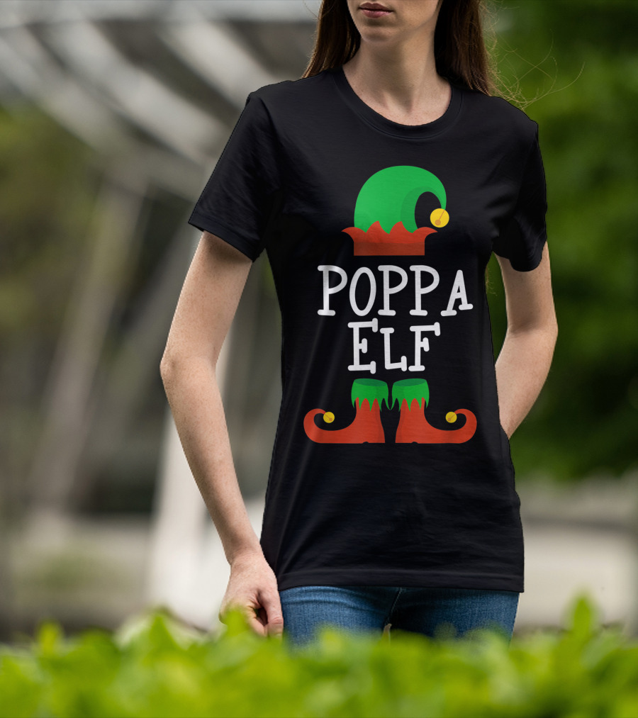 Poppa Elf Hat And Shoes Christmas T-Shirt