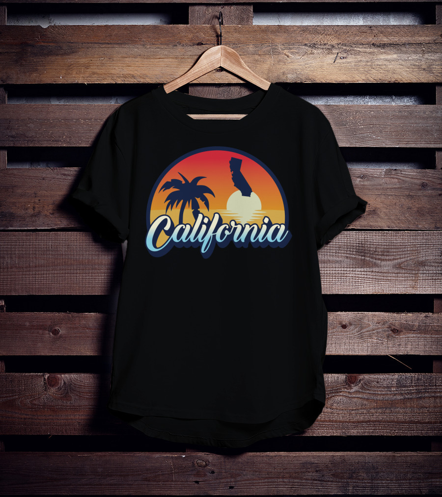 Retro California Beach Vintage Cali Pride Sunset Palm Trees T-Shirt