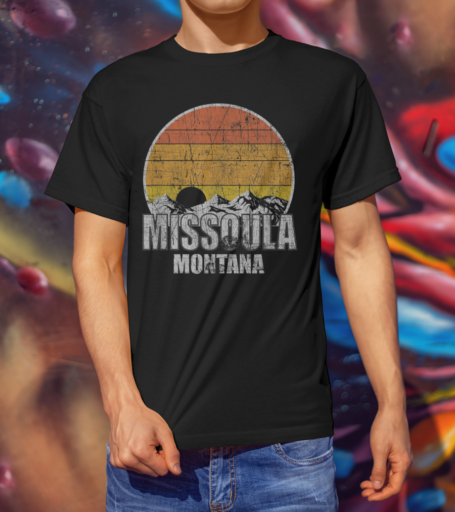 Retro Missoula Montana Vintage Sunset Mountains T-Shirt