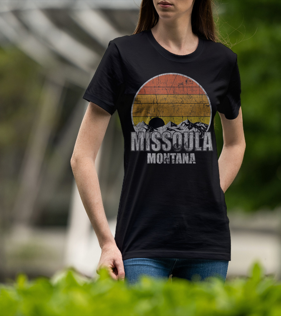 Retro Missoula Montana Vintage Sunset Mountains T-Shirt