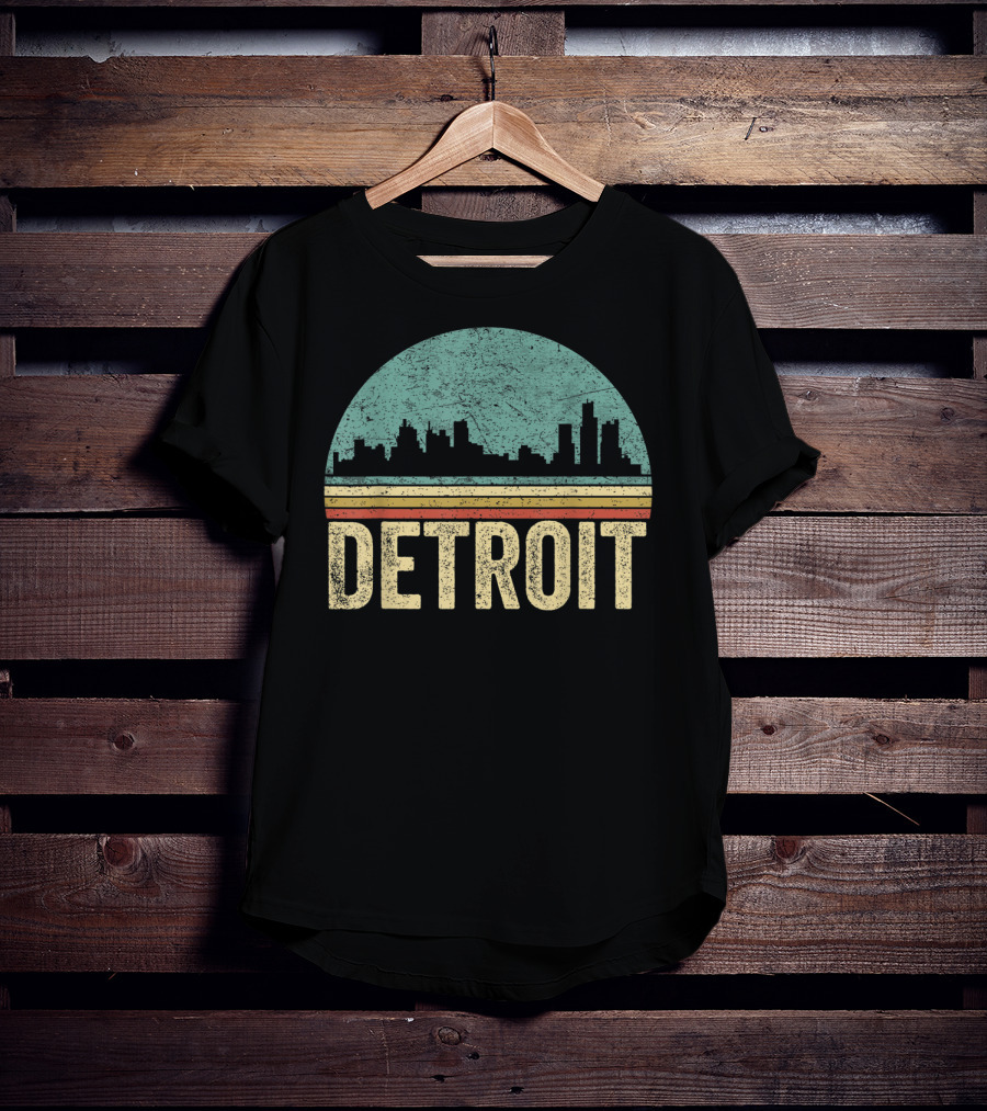 Retro 70s 80s Detroit Skyline Vintage T-Shirt