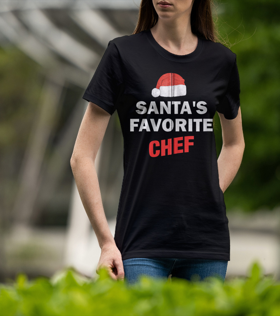 Santa's Favorite Chef Christmas Hat T-Shirt