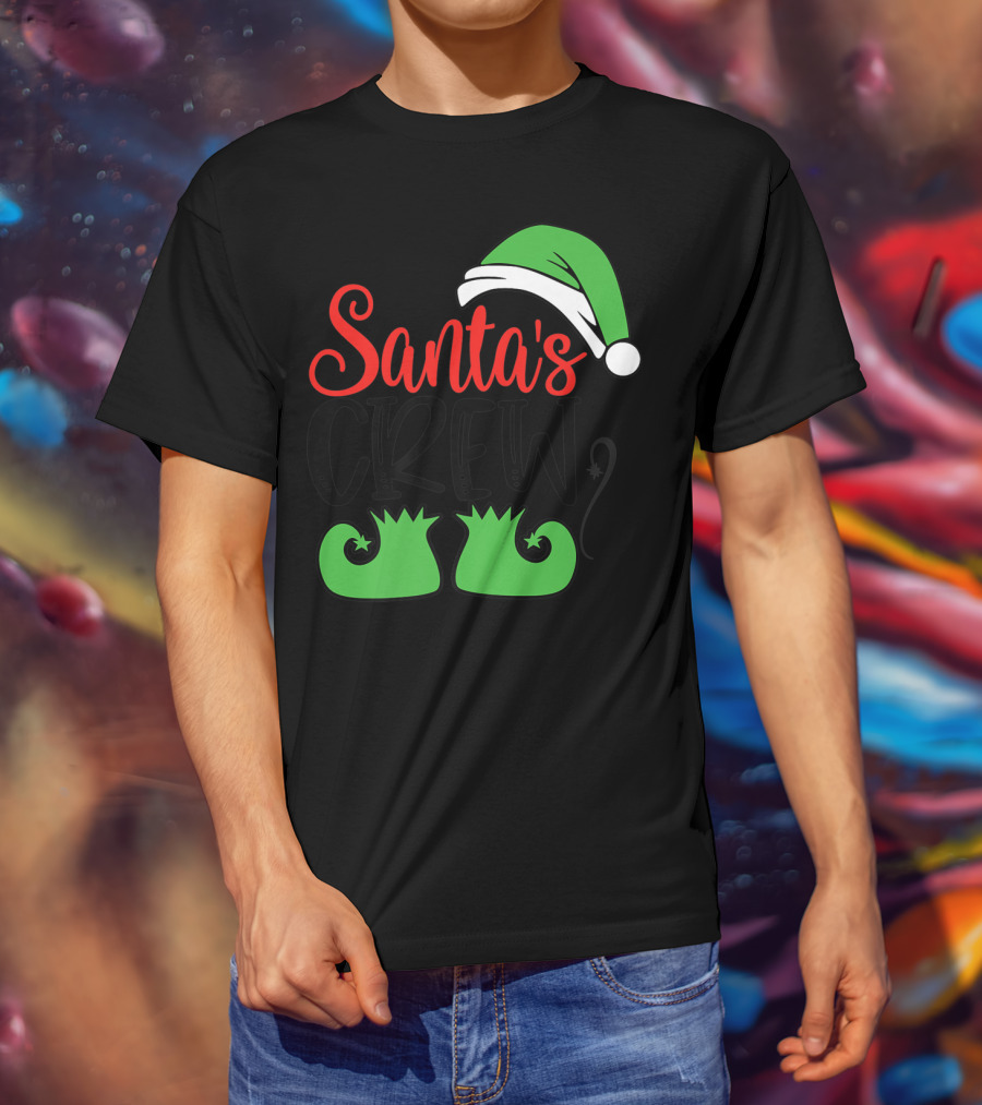 Santa's Crew Christmas Hat And Shoes T-Shirt