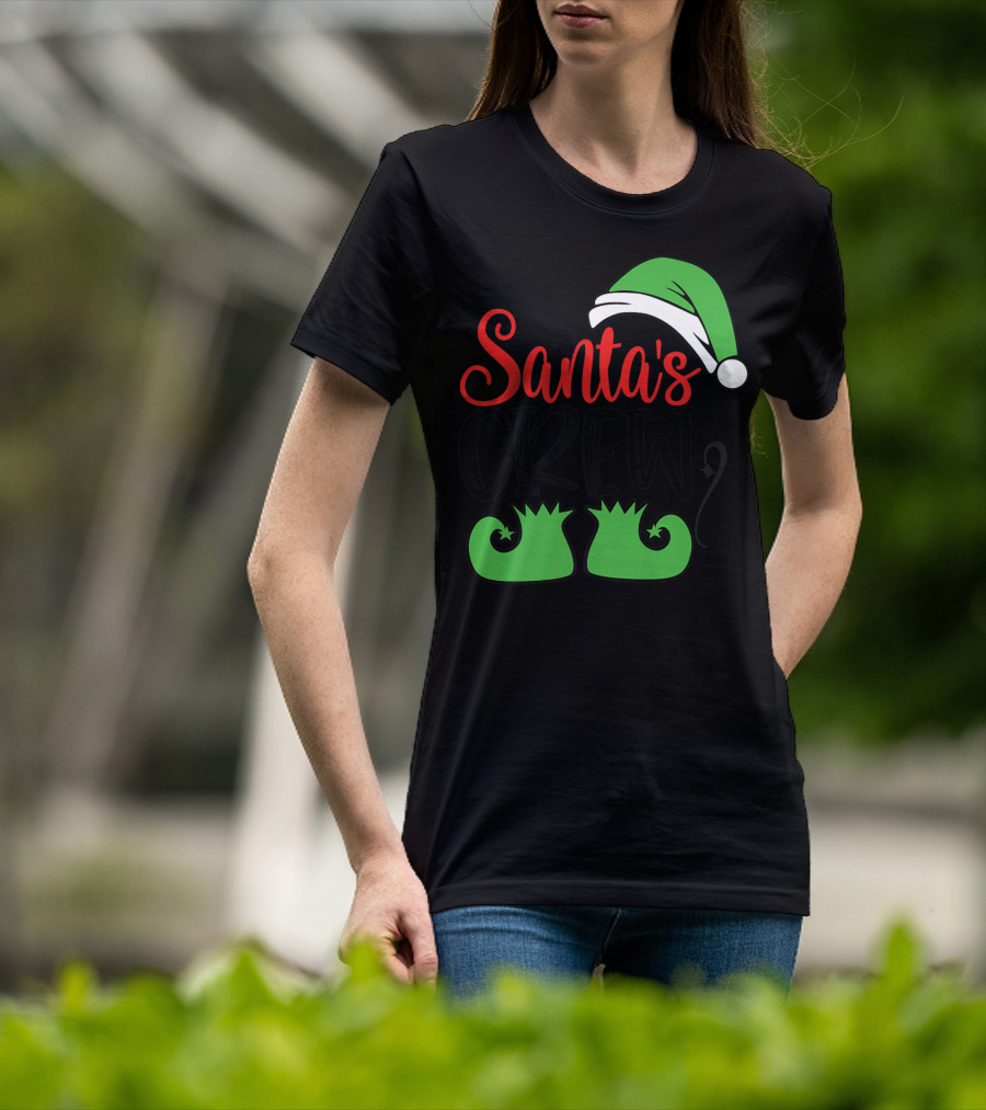 Santa's Crew Christmas Hat And Shoes T-Shirt