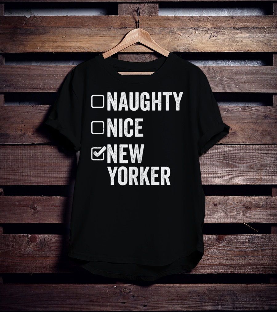 Santa's Naughty Nice New Yorker Checkbox Christmas List T-Shirt