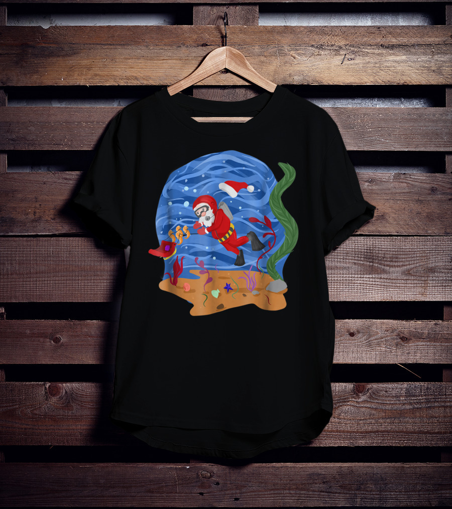 Santa Claus Scuba Diving Underwater Adventure T-Shirt