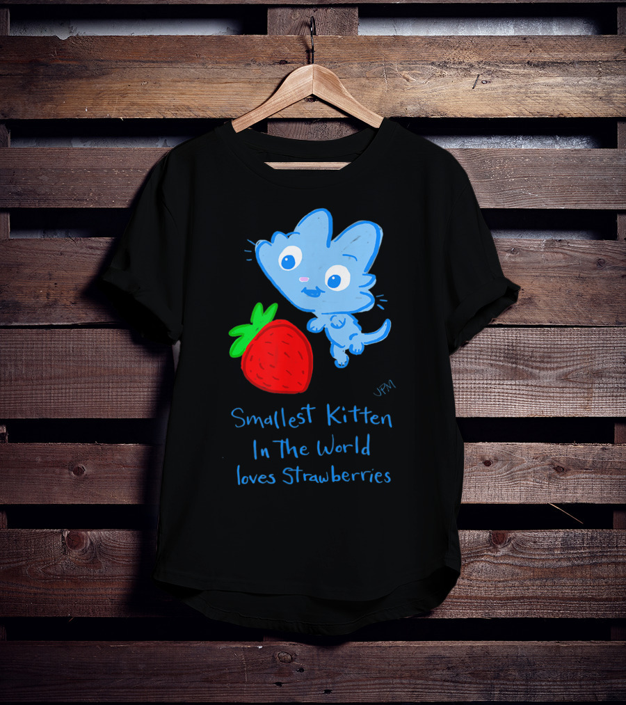 Smallest Kitten In The World Loves Strawberries T-Shirt