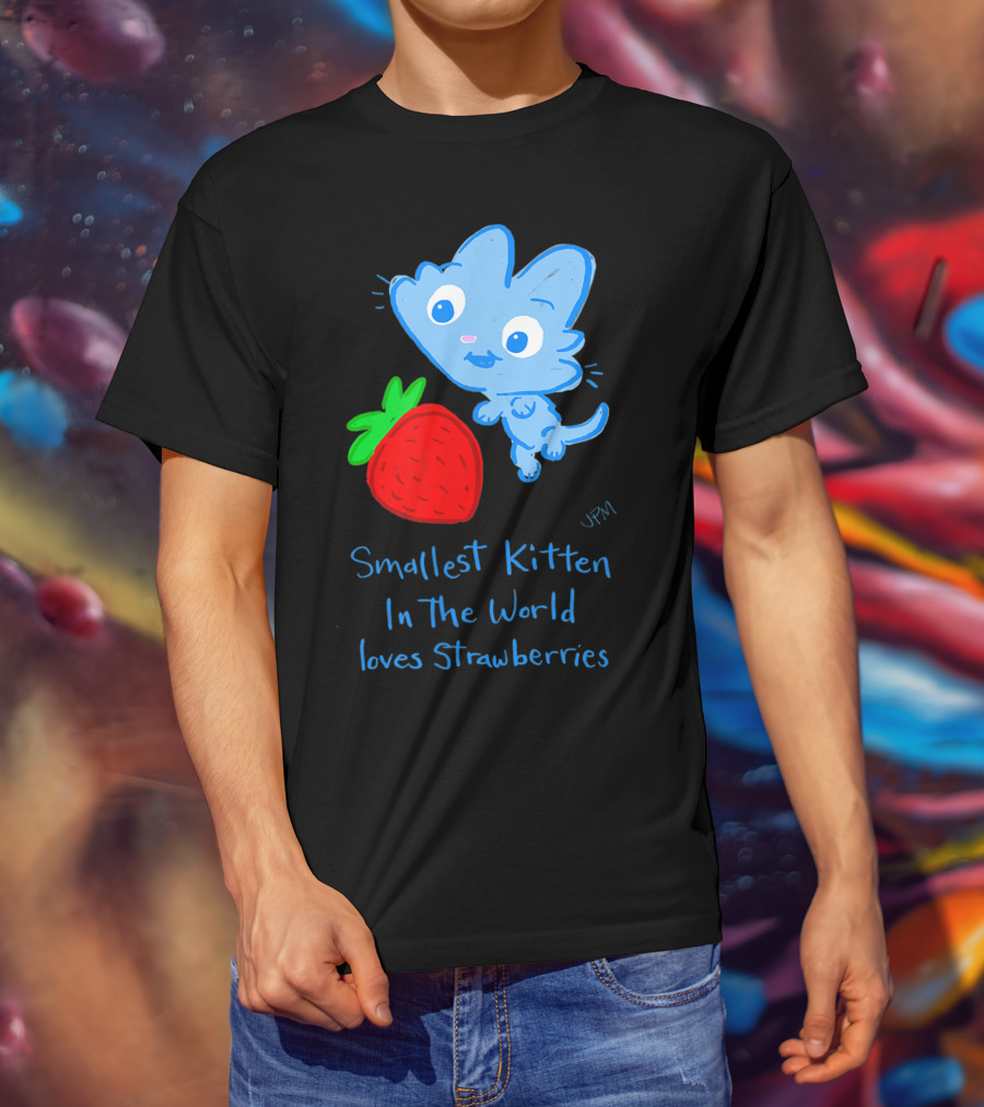 Smallest Kitten In The World Loves Strawberries T-Shirt