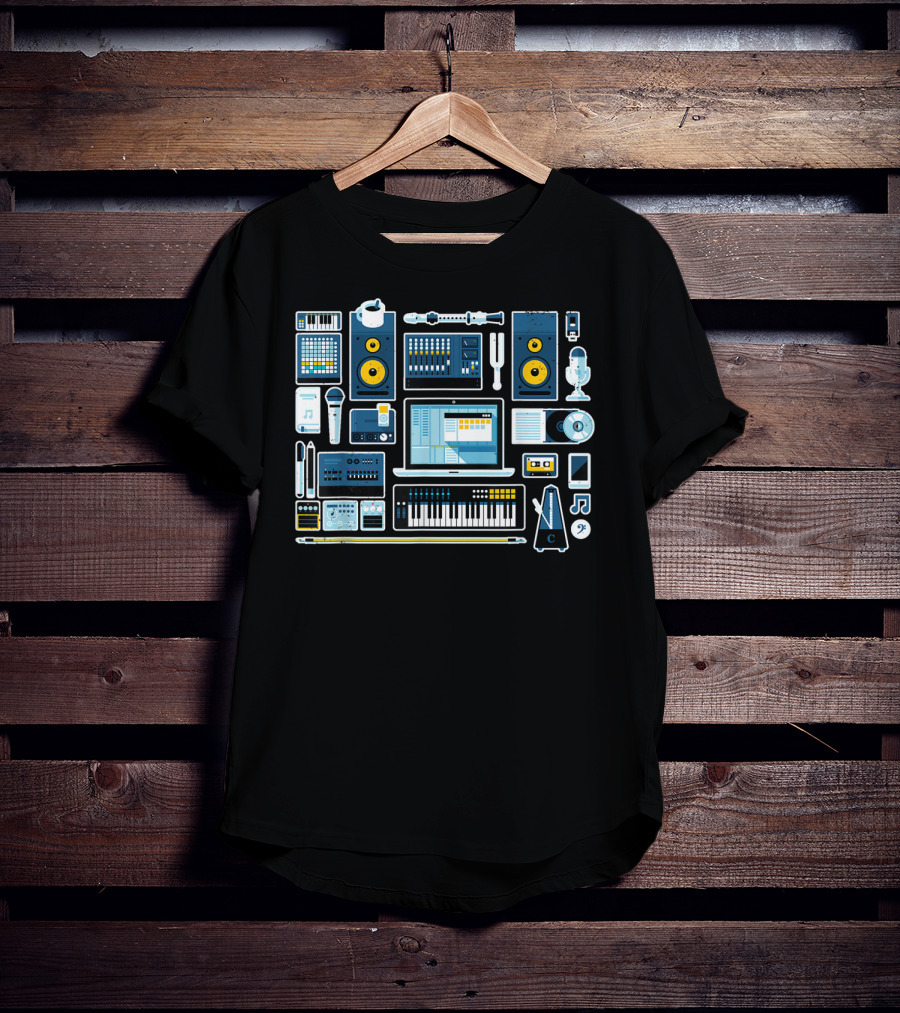 Music Production Essentials Sound Engineer Audio Equipment Collection T-Shirt