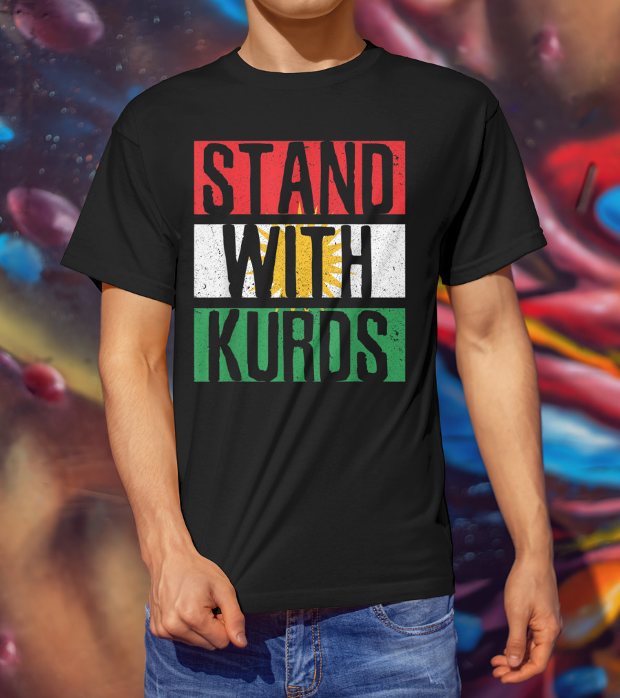 Stand With Kurds Free Kurdistan Kurdish Flag Colors T-Shirt
