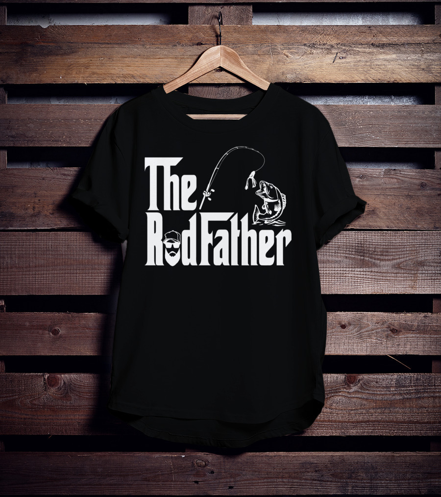 The RodFather Fishing Rod Fish Reel Bearded Man T-Shirt