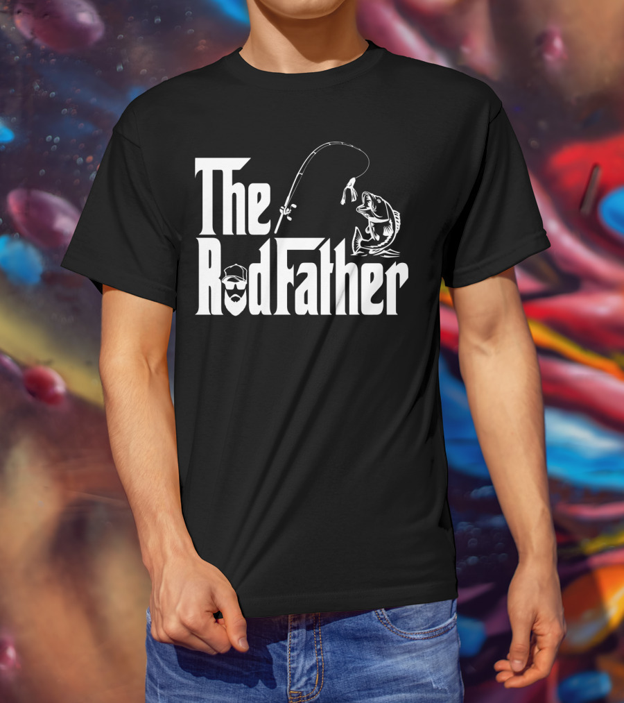 The RodFather Fishing Rod Fish Reel Bearded Man T-Shirt