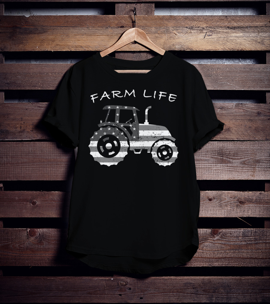 Farm Life Tractor American Flag Farmer T-Shirt