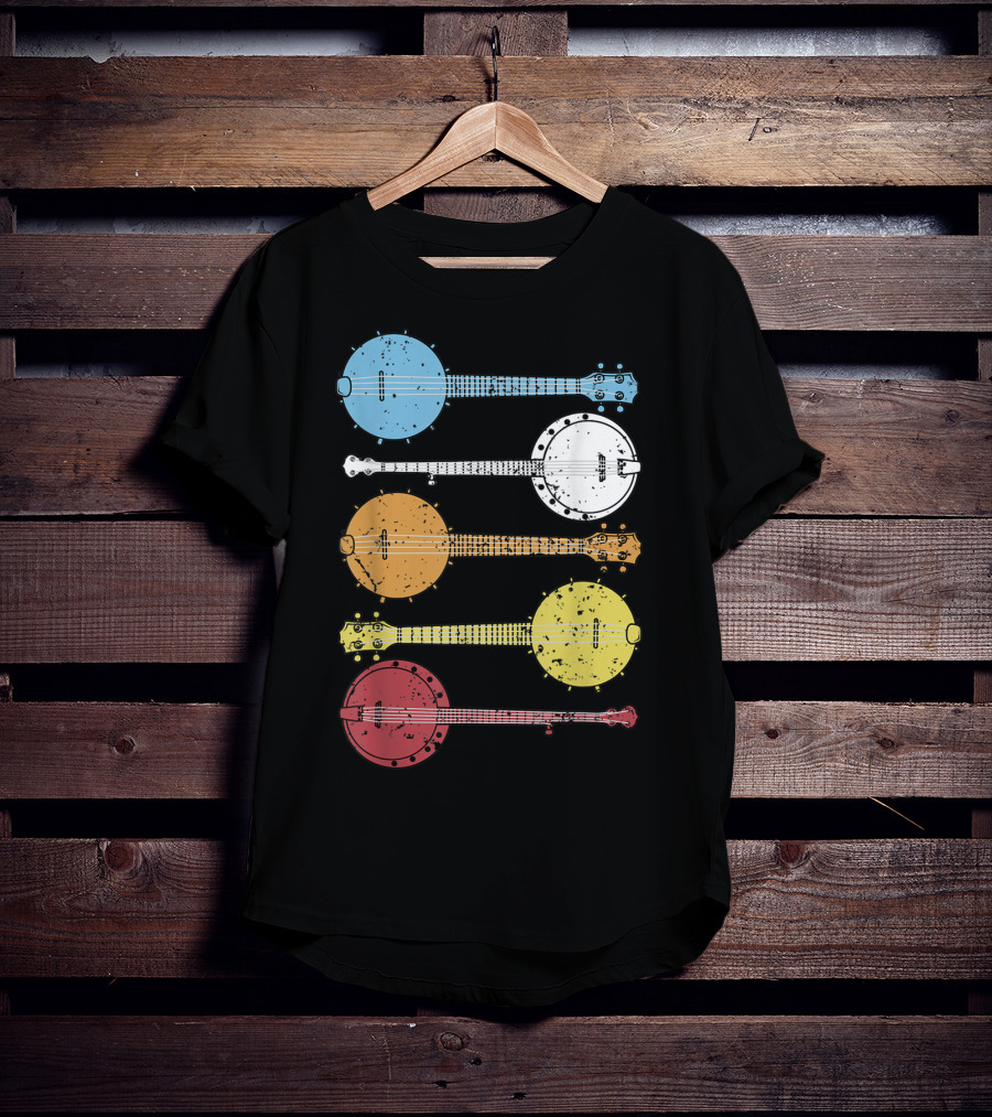 Vintage Banjo Country Music Colorful Banjos T-Shirt