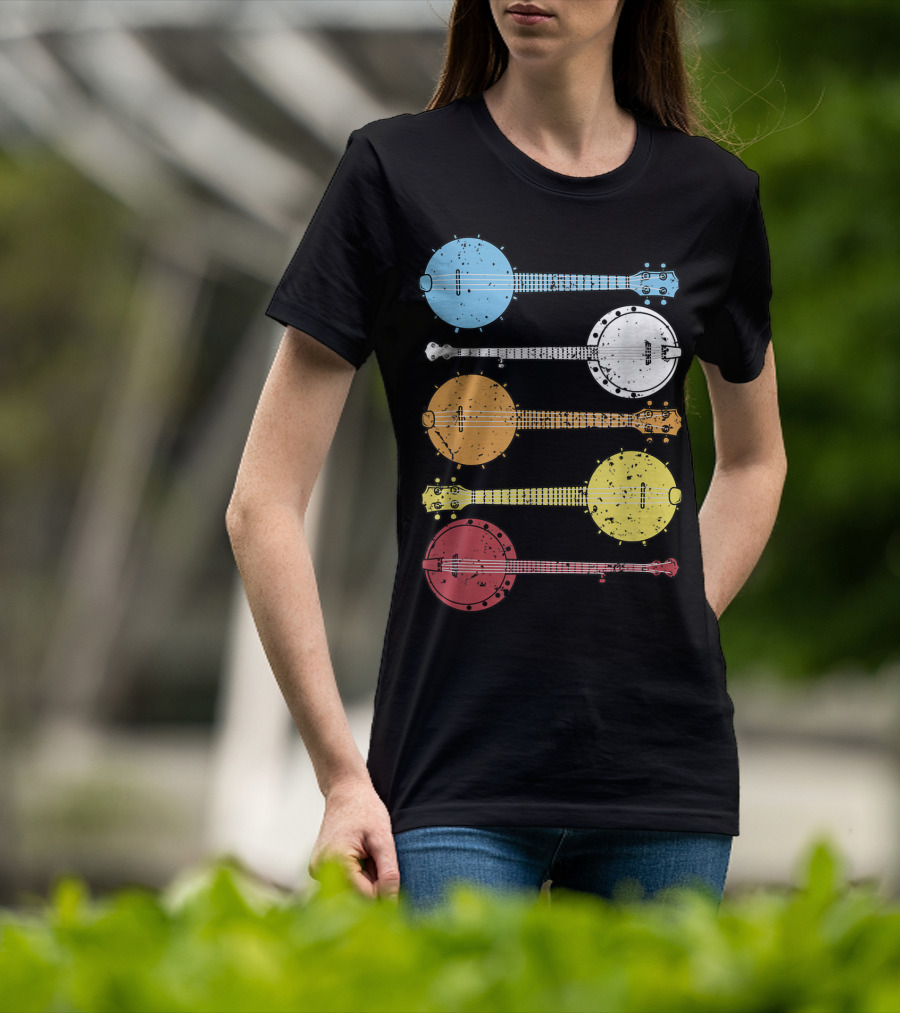 Vintage Banjo Country Music Colorful Banjos T-Shirt
