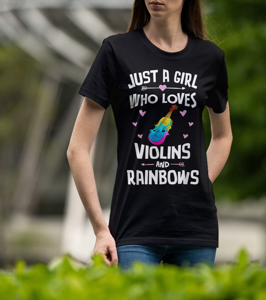 Just A Girl Who Loves Violins And Rainbows T-Shirt