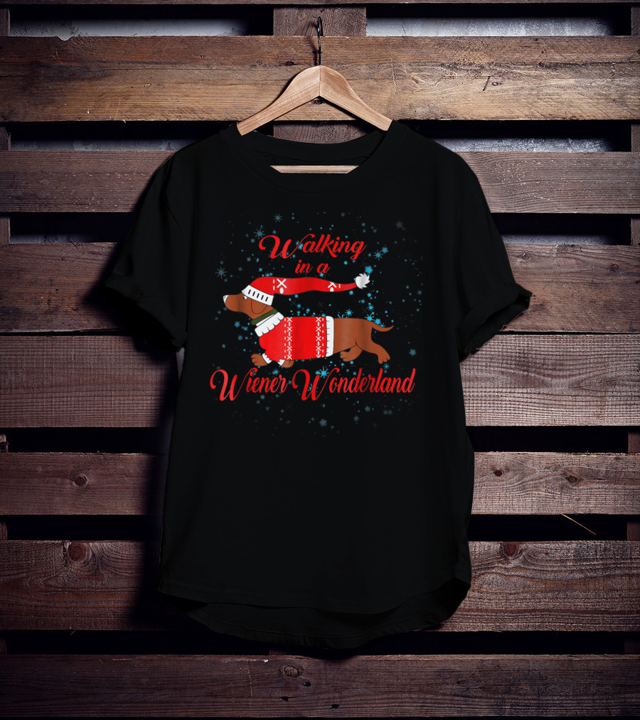 Walking In A Wiener Wonderland Christmas Dachshund Dog Winter T-Shirt