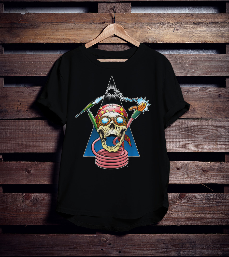 Welder Skull Welding Sparks Bandana Retro Mask T-Shirt
