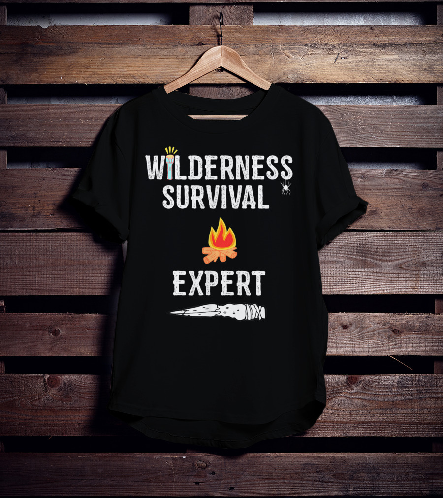 Wilderness Survival Expert Fire Torch And Spear Icons T-Shirt