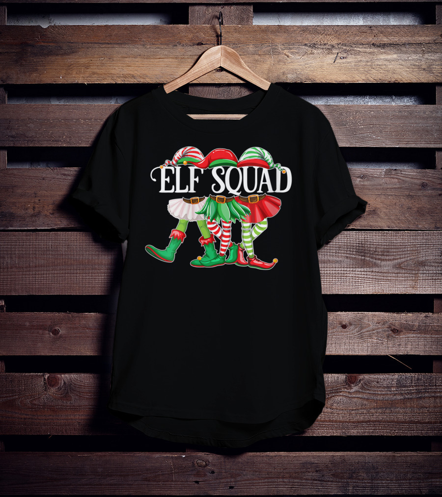ELF SQUAD Christmas Elves In Festive Attire With Candy Cane Stripes T-Shirt
