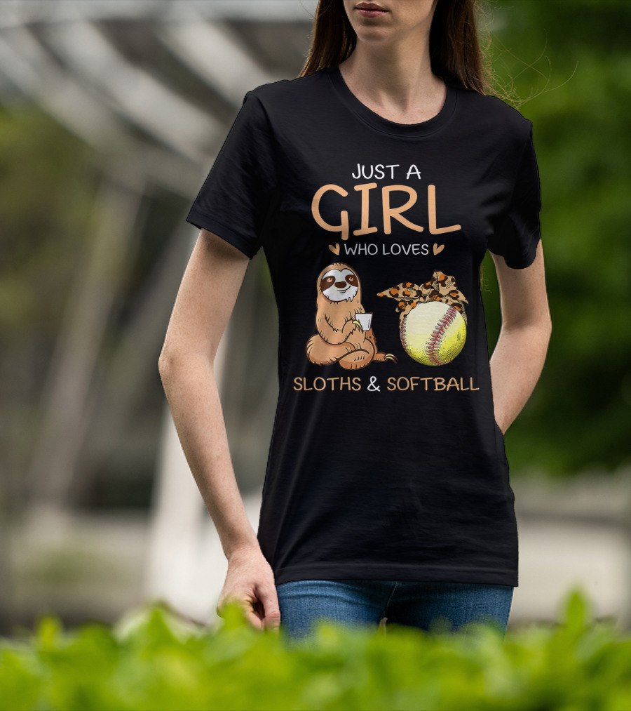 Just A Girl Who Loves Sloths And Softball T-Shirt
