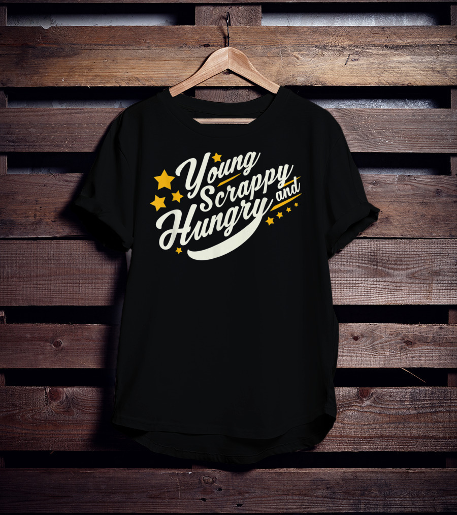 Young Scrappy And Hungry Starry USA Holiday T-Shirt