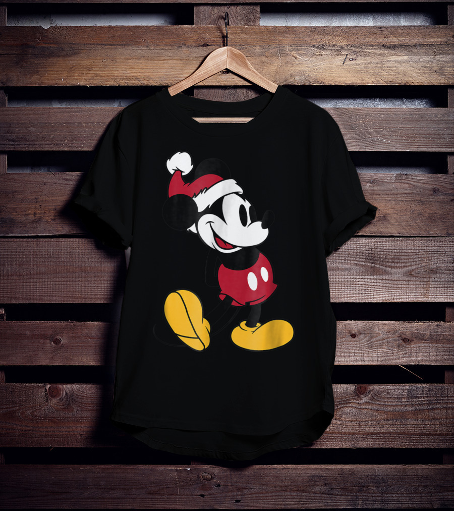 Disney Classic Mickey Mouse In Santa Hat T-Shirt