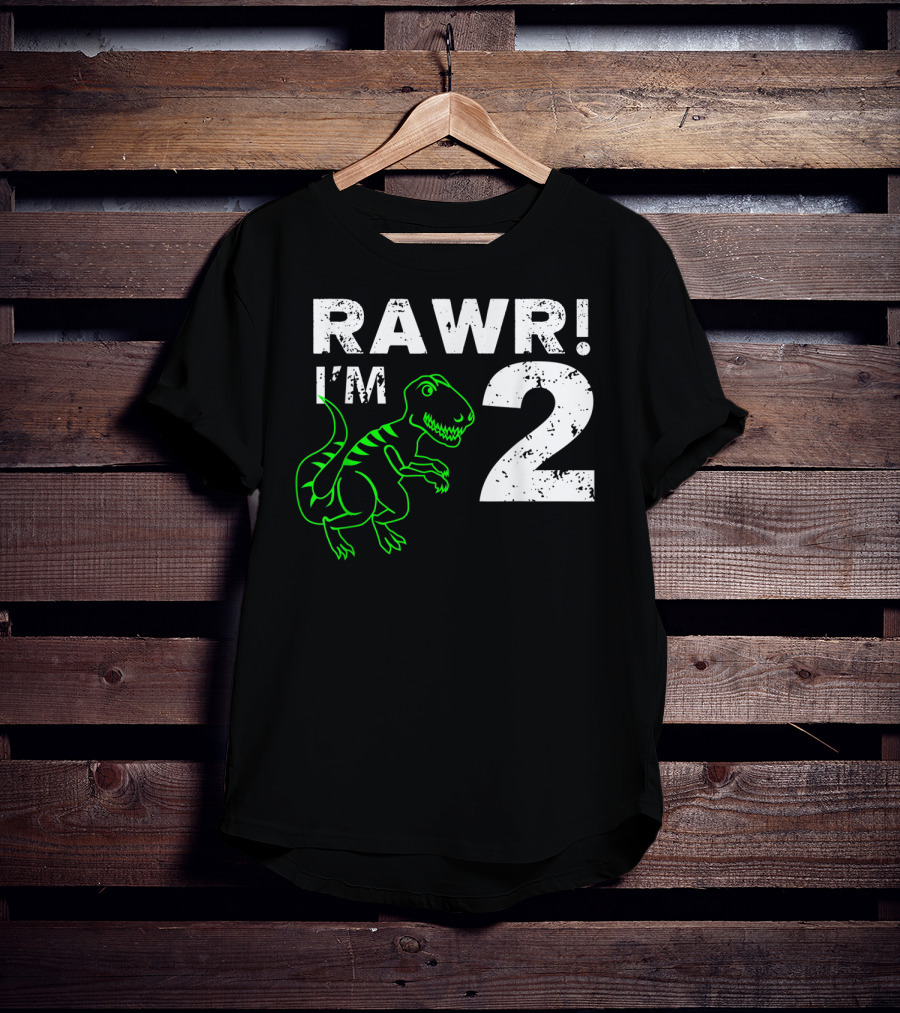 RAWR I'm 2 Dinosaur 2nd Birthday T-Shirt