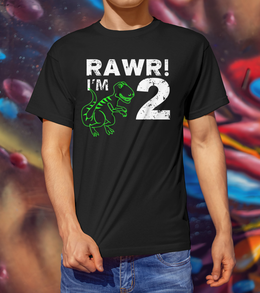 RAWR I'm 2 Dinosaur 2nd Birthday T-Shirt