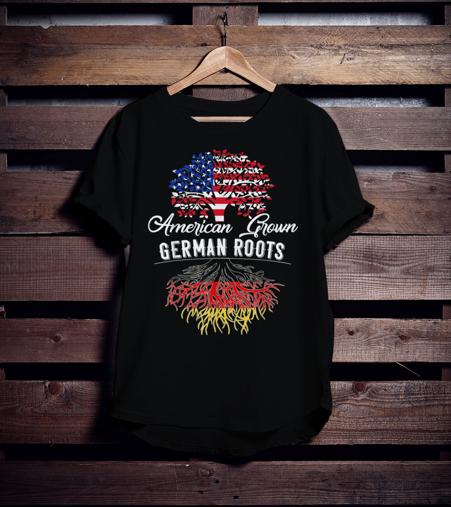 American Grown German Roots Tree With USA Flag And Germany Roots T-Shirt