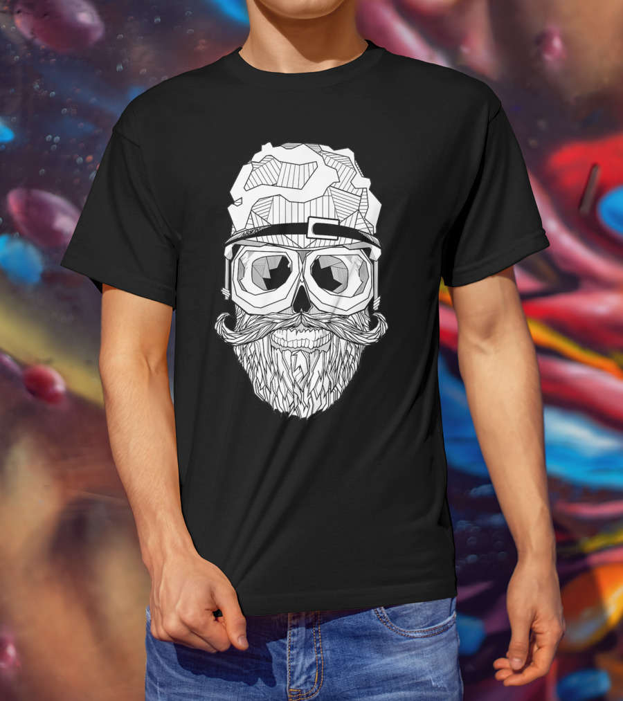 Arson Aesthetic Memoriae Skull Beard Geometric Glasses T-Shirt