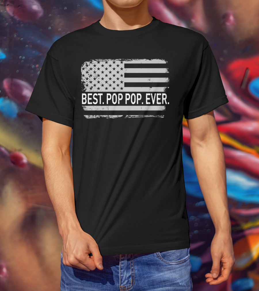 Best Pop Pop Ever Vintage American Flag T-Shirt