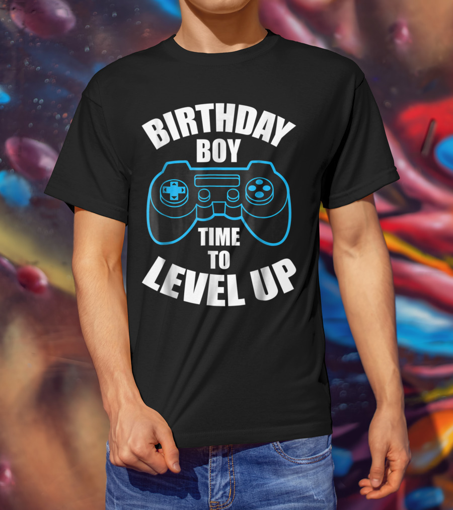 Birthday Boy Time To Level Up Gamer Theme Bday Loading T-Shirt