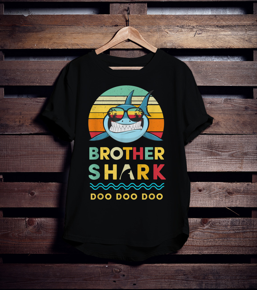 Brother Shark Doo Doo Doo Retro Kids For Toddlers And Boy T-Shirt