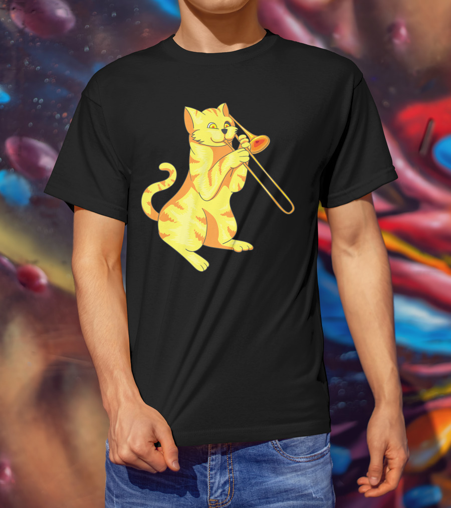 Cat Trombone Meow Music Collection T-Shirt