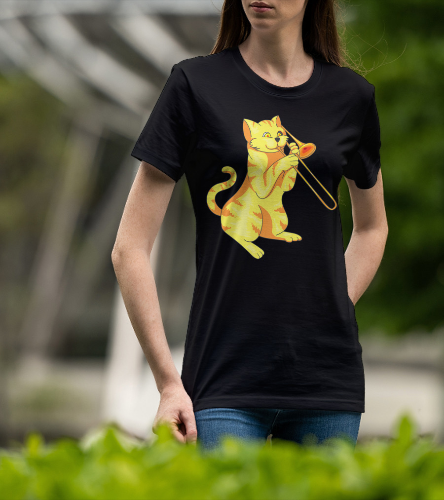 Cat Trombone Meow Music Collection T-Shirt