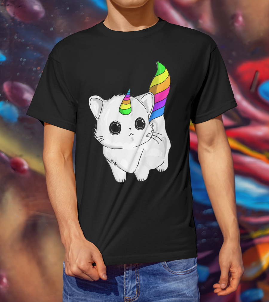 Caticorn Unicorn Rainbow Cat For Girls Boys Adults T-Shirt
