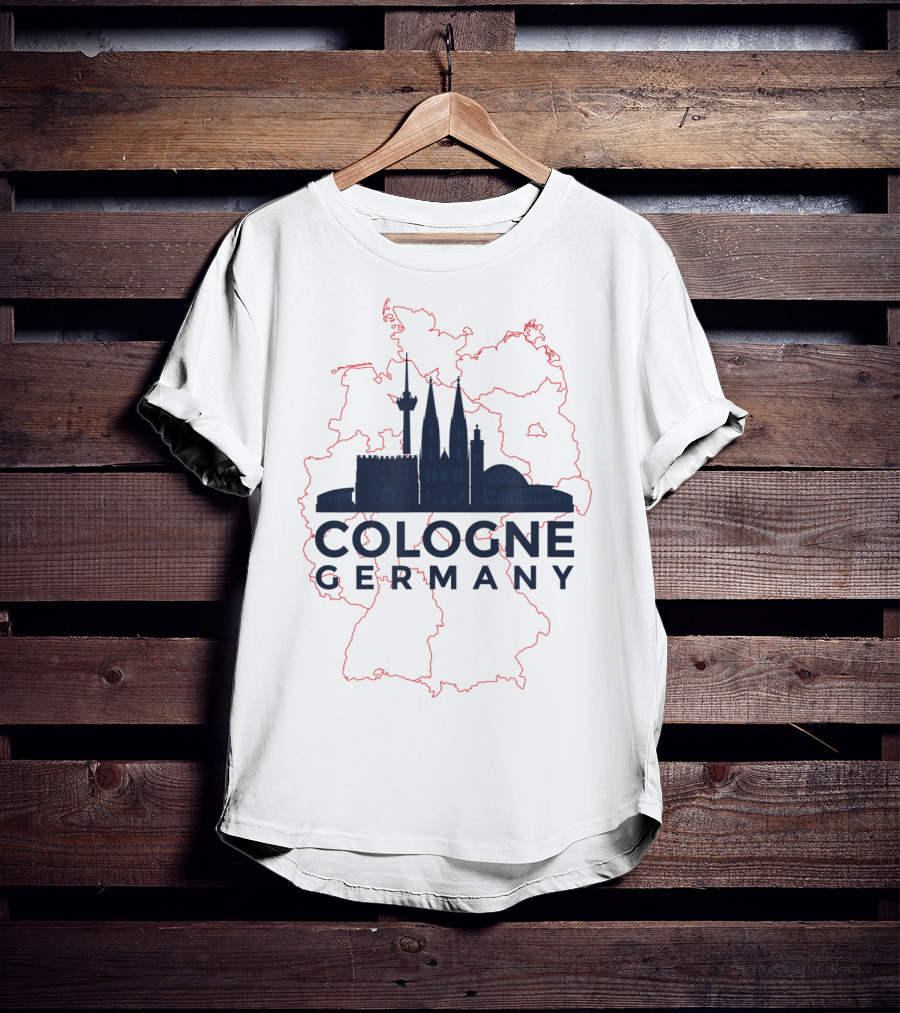 Cologne Germany Koln Skyline And Map Souvenir T-Shirt