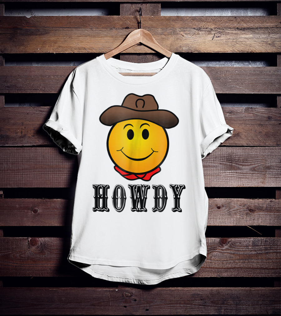 Howdy Cowboy Western Smiley Emoji Rodeo T-Shirt