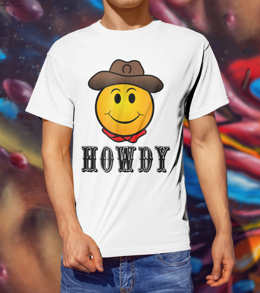 Howdy Cowboy Western Smiley Emoji Rodeo T-Shirt