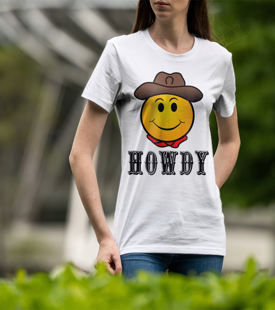 Howdy Cowboy Western Smiley Emoji Rodeo T-Shirt