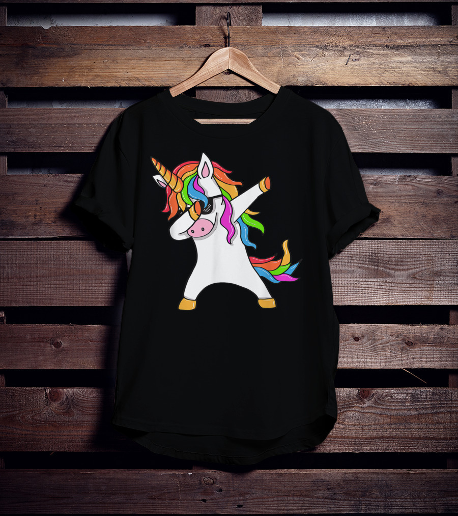 Dabbing Unicorn Rainbow Hair Dab Pose T-Shirt