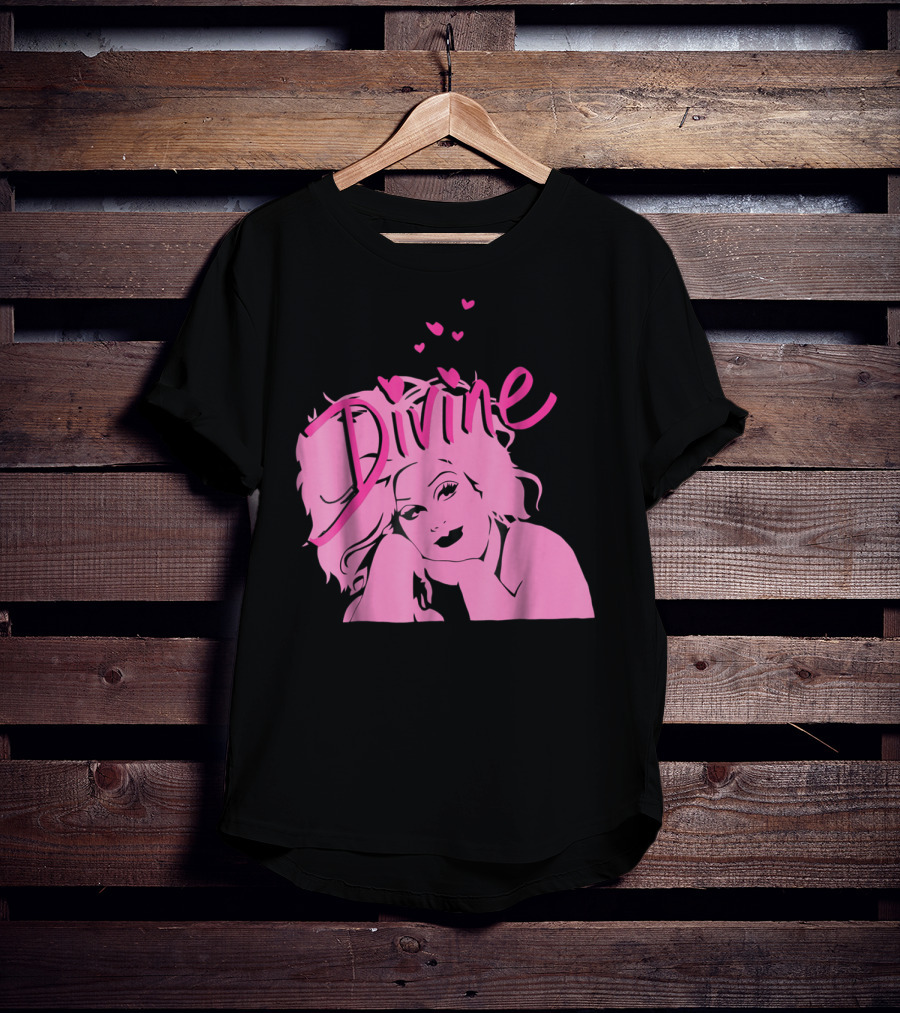DIVINE John Waters Female Trouble Pink Portrait With Hearts T-Shirt