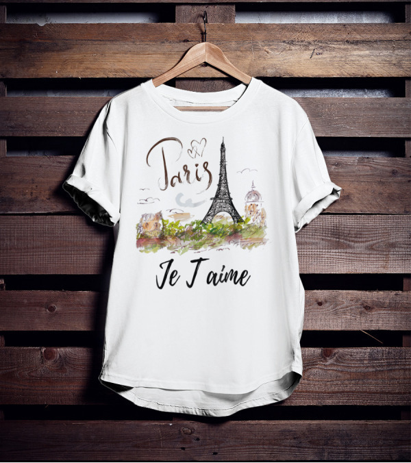 Paris Eiffel Tower Je T'aime Vintage Love Paris Fran T-Shirt