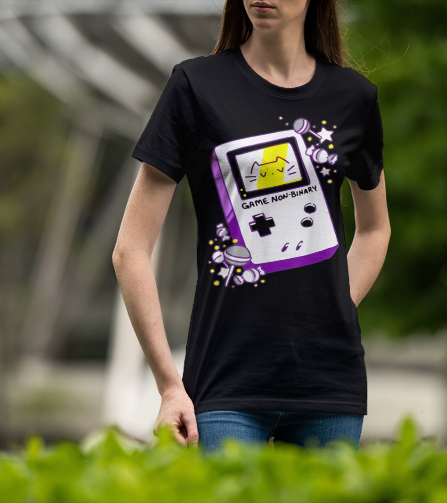 GAME NON BINARY Handheld Console With Cat And Stars T-Shirt