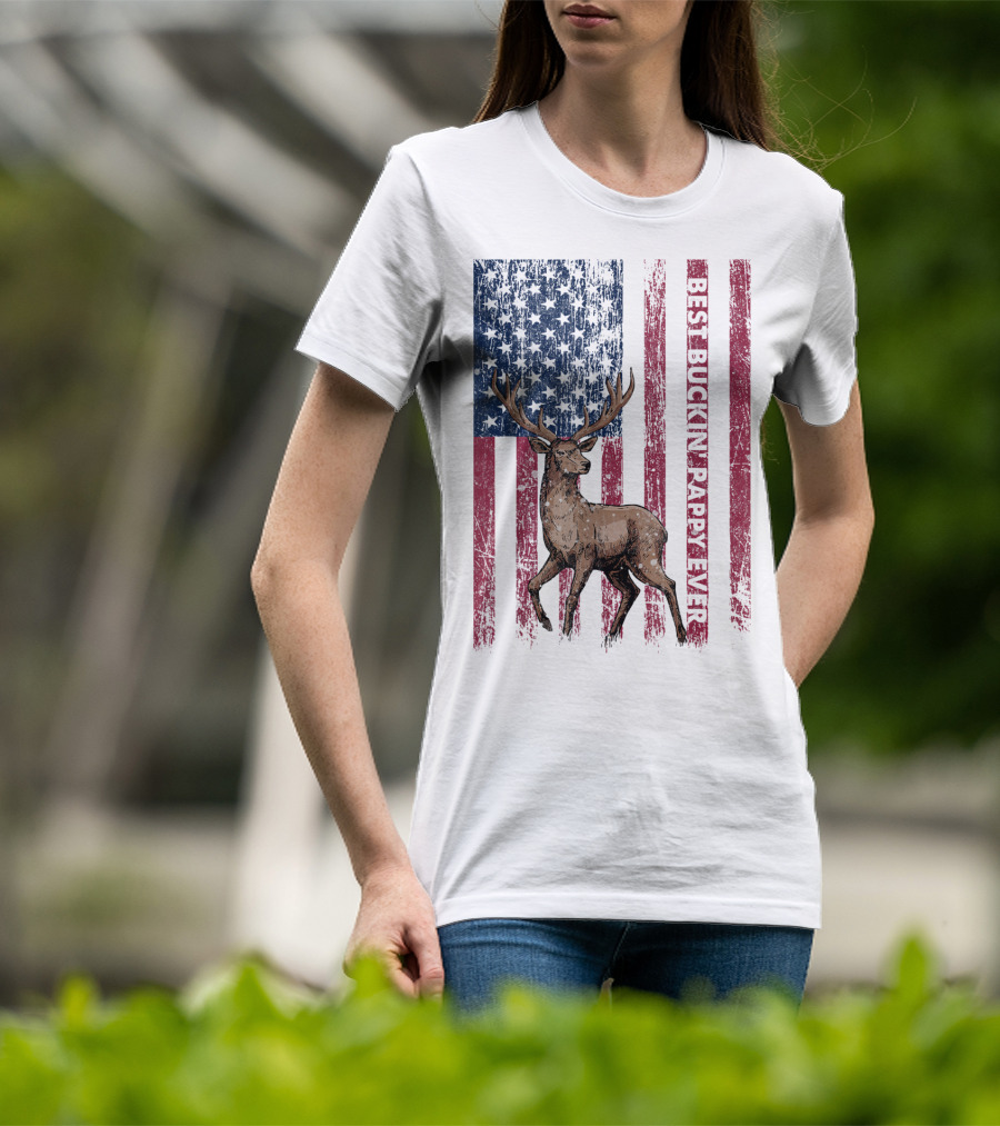 Best Buckin' Pappy Ever US Flag Deer Hunting T-Shirt
