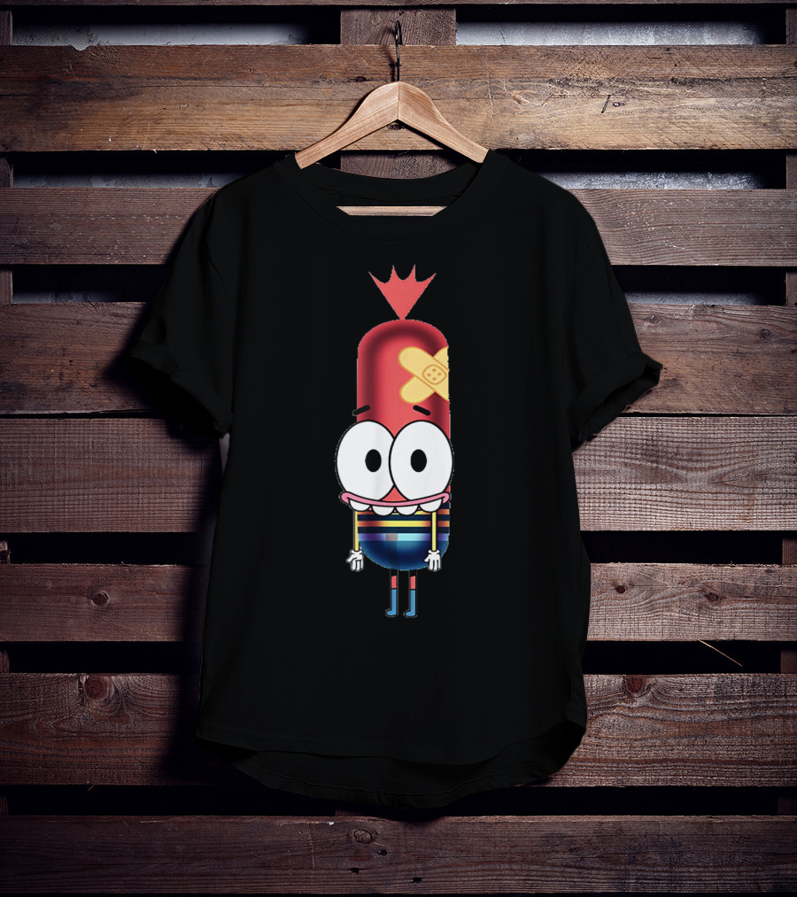 Funny Silly Idea Pinky Hotdog Cartoon Character T-Shirt