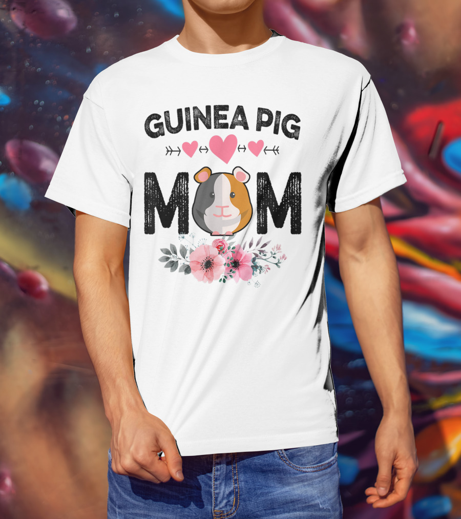 Guinea Pig Mom Heart And Flower T-Shirt