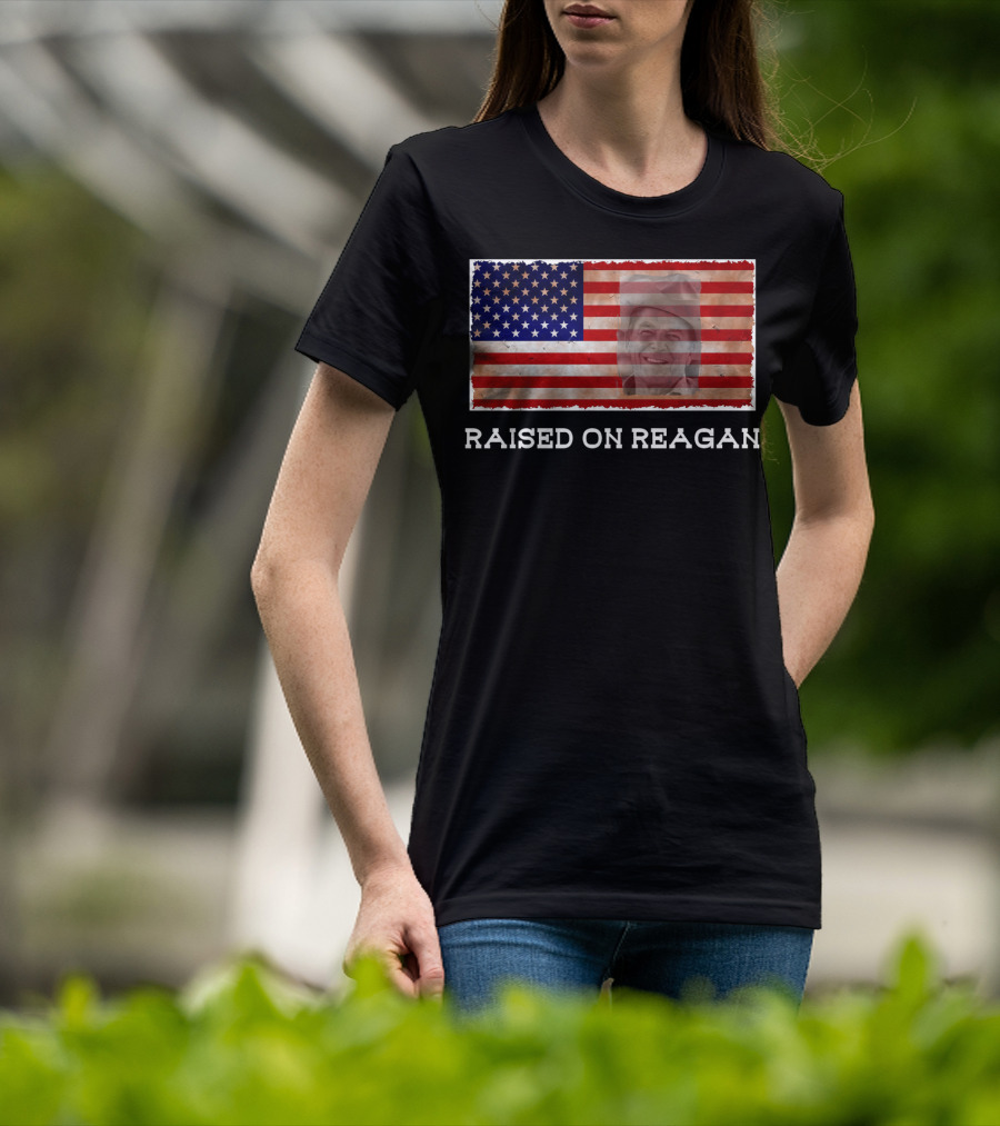 Raised On Reagan American Flag T-Shirt